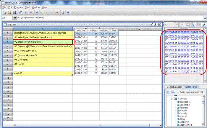 esProc database development-17